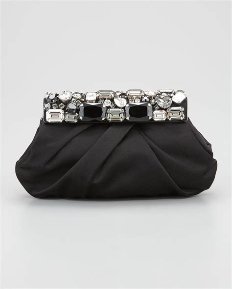 prada black satin clutch|designer Prada clutch.